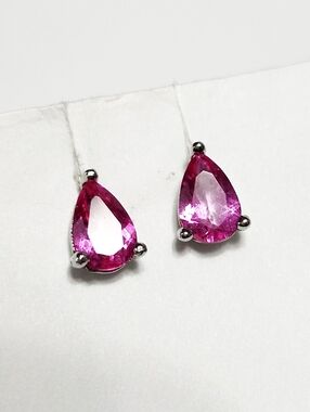 1.00 ctw Pink Topaz Teardrop Stud Earrings in Sterling Setting